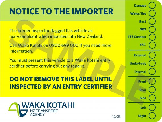 Notice to the importer label