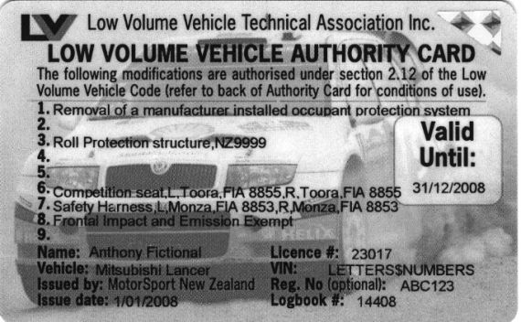 motorsport authority card