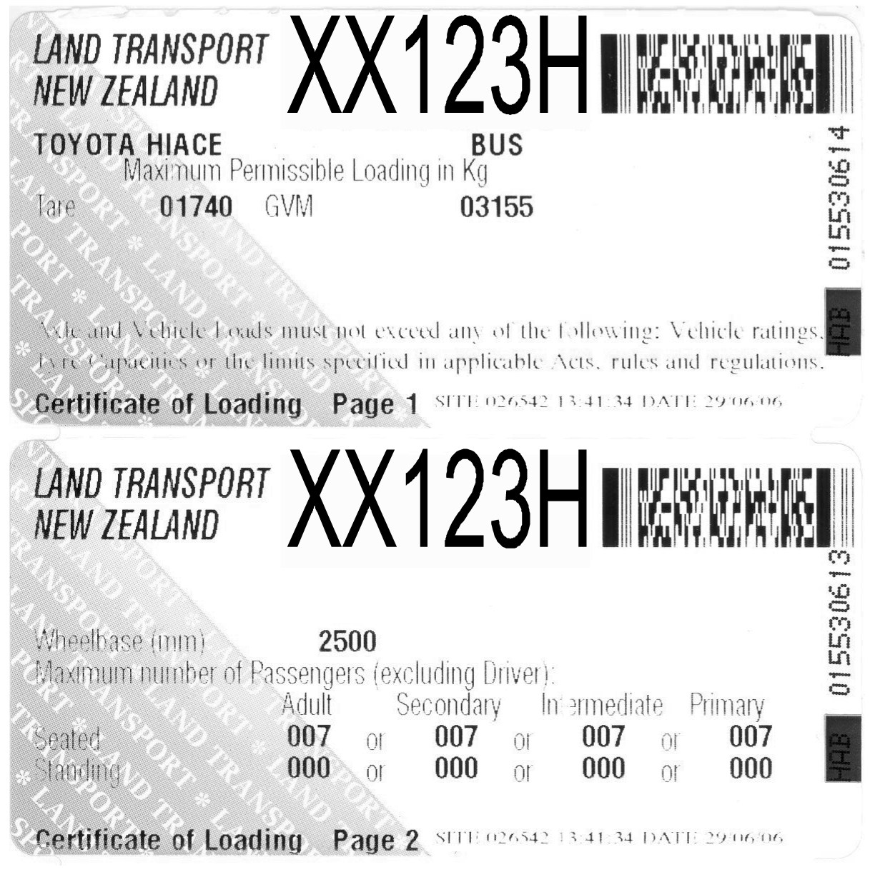 Certificate of Loading Light PSV