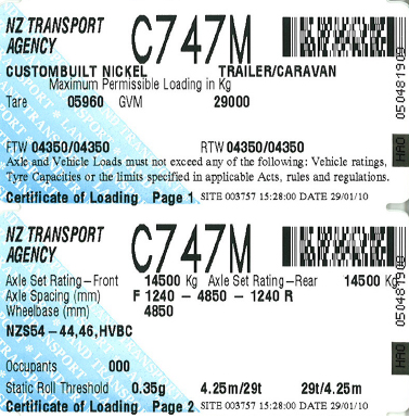 Certificate of loading